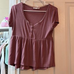 Pink Peplum Cut Tee